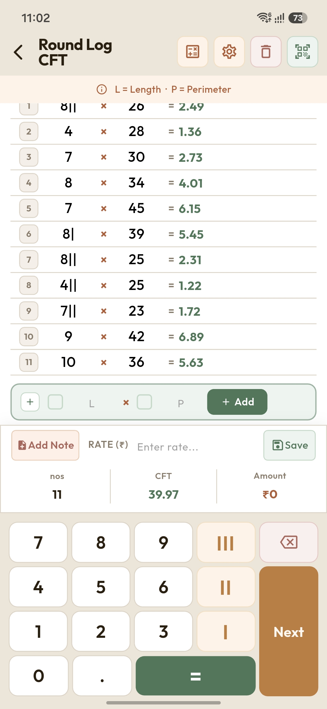 Round Log CFT calculator